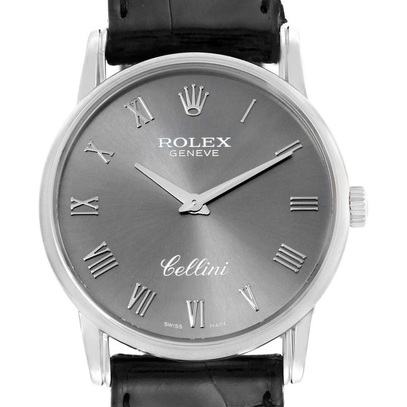 Rolex Cellini Classic Slate Dial White Gold Mens Watch 5116 Box Papers SwissWatchExpo