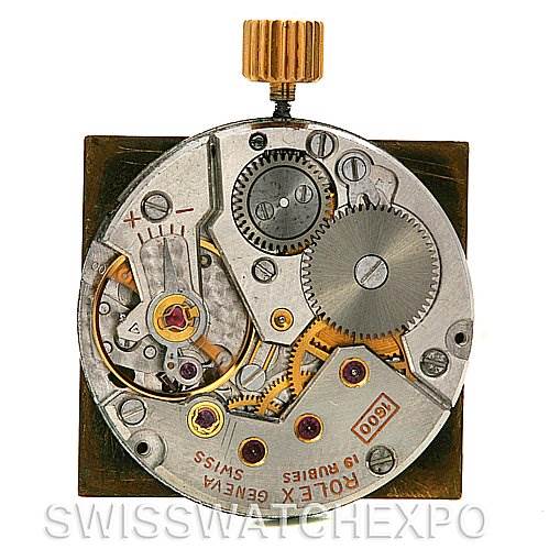 The image shows the internal mechanical movement of the Rolex Cellini 4015 Yellow Gold Brown Dial 4015 Yellow Gold Brown Dial watch from a top-down angle.