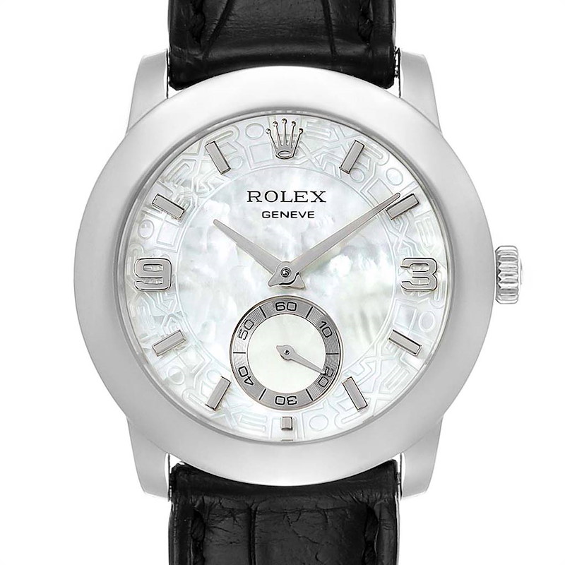Rolex Cellini Cellinium Platinum Mother of Pearl Mens Watch 5240 SwissWatchExpo