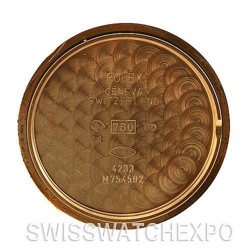 This image shows the inside back case of a Rolex Cellini 4233 Yellow Gold Black Dial 4233 Yellow Gold Black Dial watch.