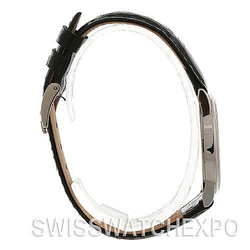 The image shows a side view of a Rolex Cellini 5116 White Gold Black Dial 5116 White Gold Black Dial watch, showcasing the strap and case.