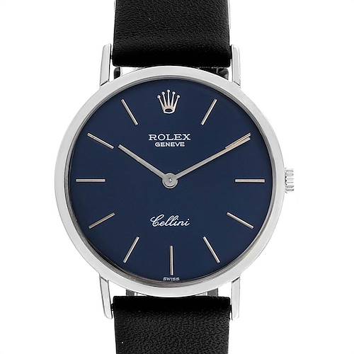Photo of Rolex Cellini Classic 18k White Gold Blue Dial Mens Watch 4112