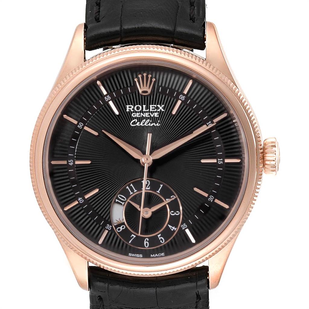 Rolex Cellini Dual Time Everose Rose Gold Automatic Mens Watch 50525 ...