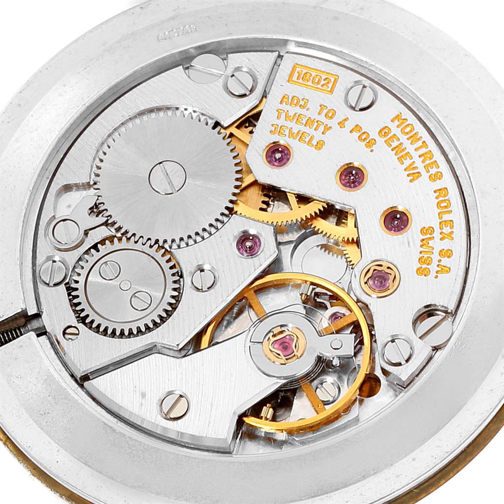 This image shows the internal mechanical movement of a Rolex Cellini 4112 Men's Yellow Gold White Dial 4112 Men's Yellow Gold White Dial watch, viewed from a top-down angle.