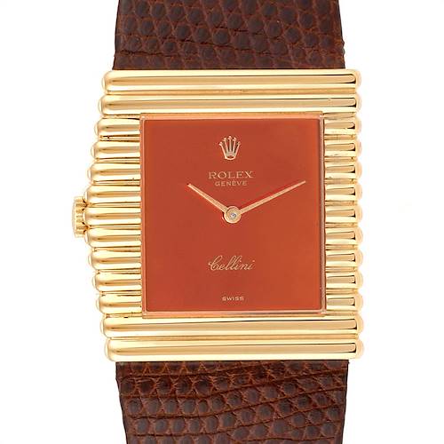 Photo of Rolex Cellini Midas Yellow Gold Orange Mirror Dial Vintage Watch 4017
