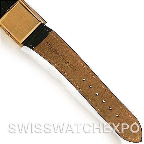This image shows the strap and clasp of a Rolex Cellini 4014 Men's Yellow Gold Brown Dial 4014 Men's Yellow Gold Brown Dial watch from an angled top view.