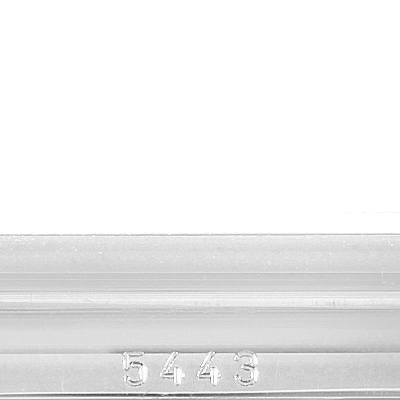 This is a close-up angle showing the serial number "5443" on the case of a Rolex Cellini 5443/9 Men's White Gold Black Dial 5443/9 Men's White Gold Black Dial watch.