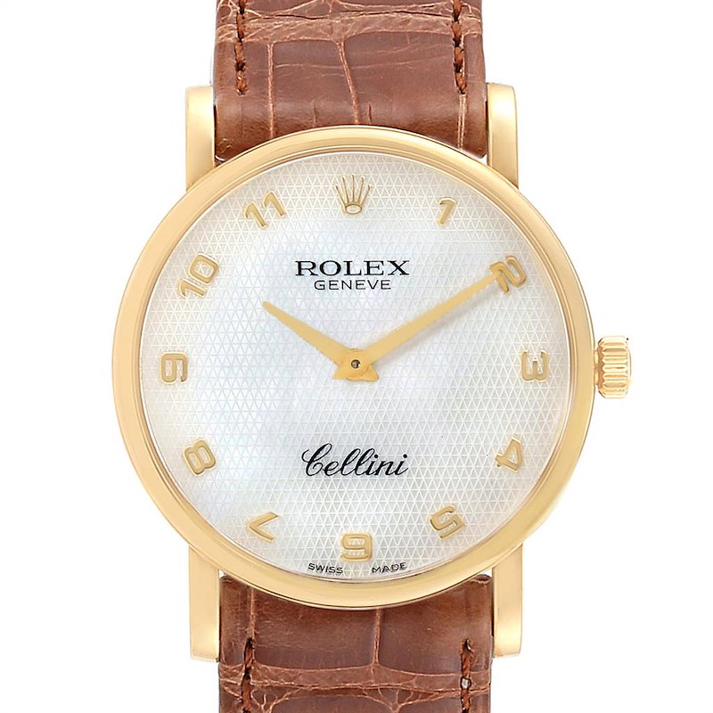 Rolex Cellini Classic Yellow Gold MOP Dial Mens Watch 5115 Box Card SwissWatchExpo