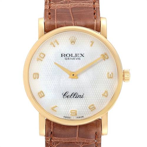 Photo of Rolex Cellini Classic Yellow Gold MOP Dial Mens Watch 5115 Box Card