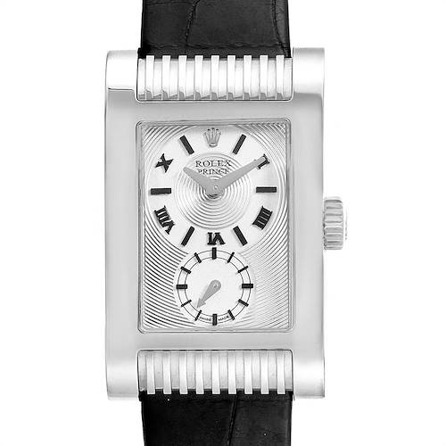 Photo of Rolex Cellini Prince White Gold Silver Dial Black Strap Mens Watch 5441