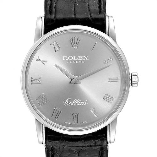 Photo of Rolex Cellini Classic Slate Dial White Gold Mens Watch 5116 Box Card