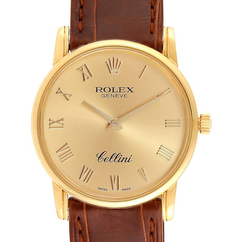 Rolex Cellini Classic 18k Yellow Gold Roman Dial Watch 5116 Box Papers SwissWatchExpo