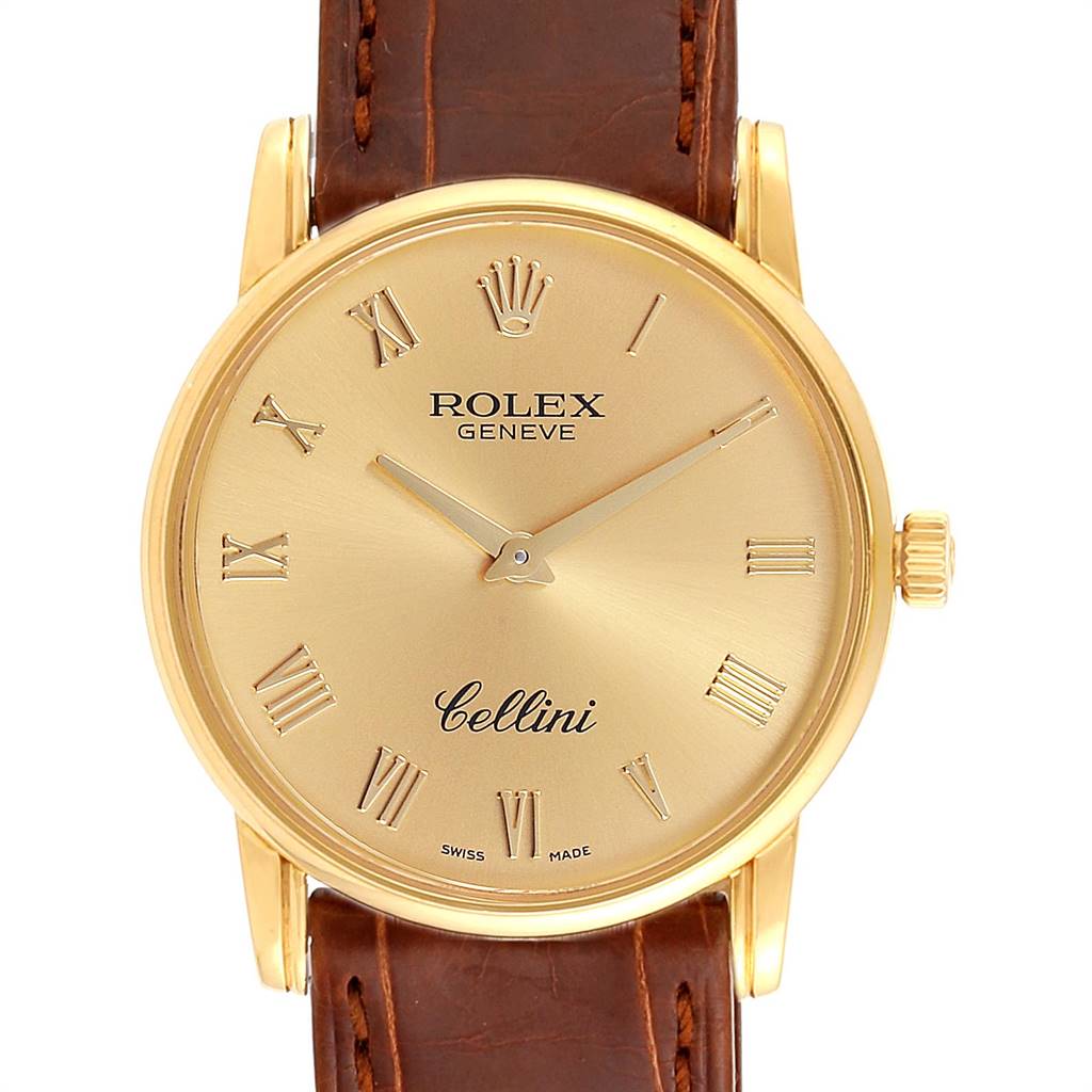 Rolex Cellini Classic 18k Yellow Gold Roman Dial Watch 5116 Box Papers ...