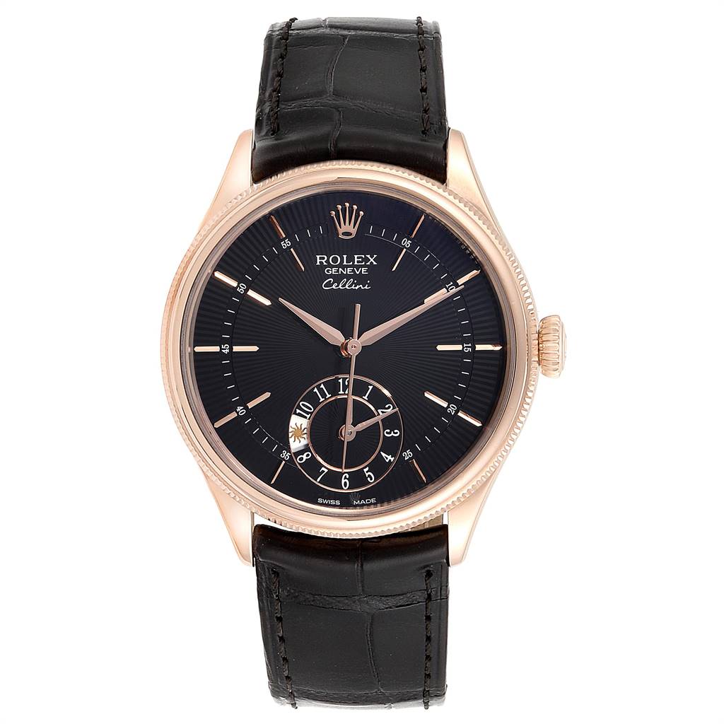 Rolex Cellini Dual Time Everose Rose Gold Mens Watch 50525 Box Card ...