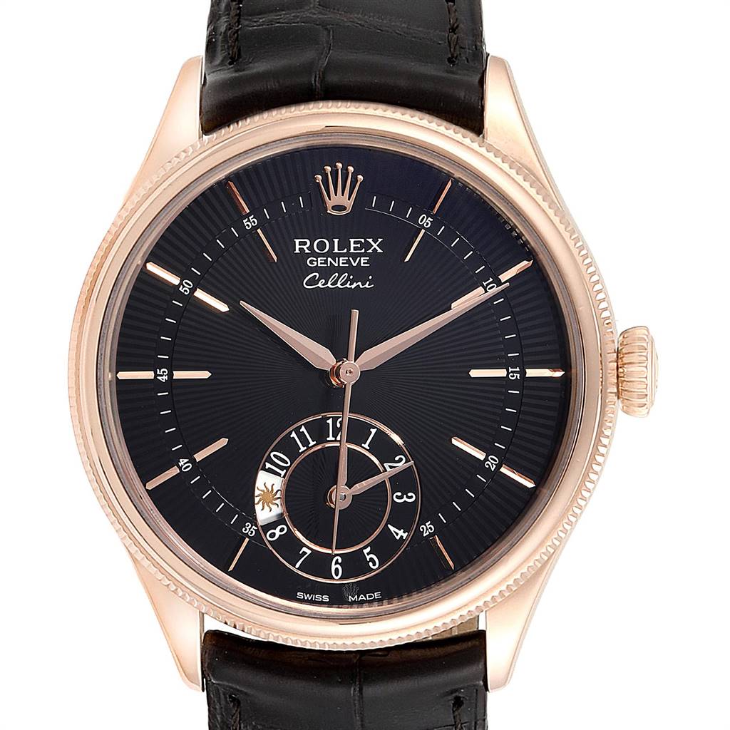 Rolex Cellini Dual Time Everose Rose Gold Mens Watch 50525 Box Card ...