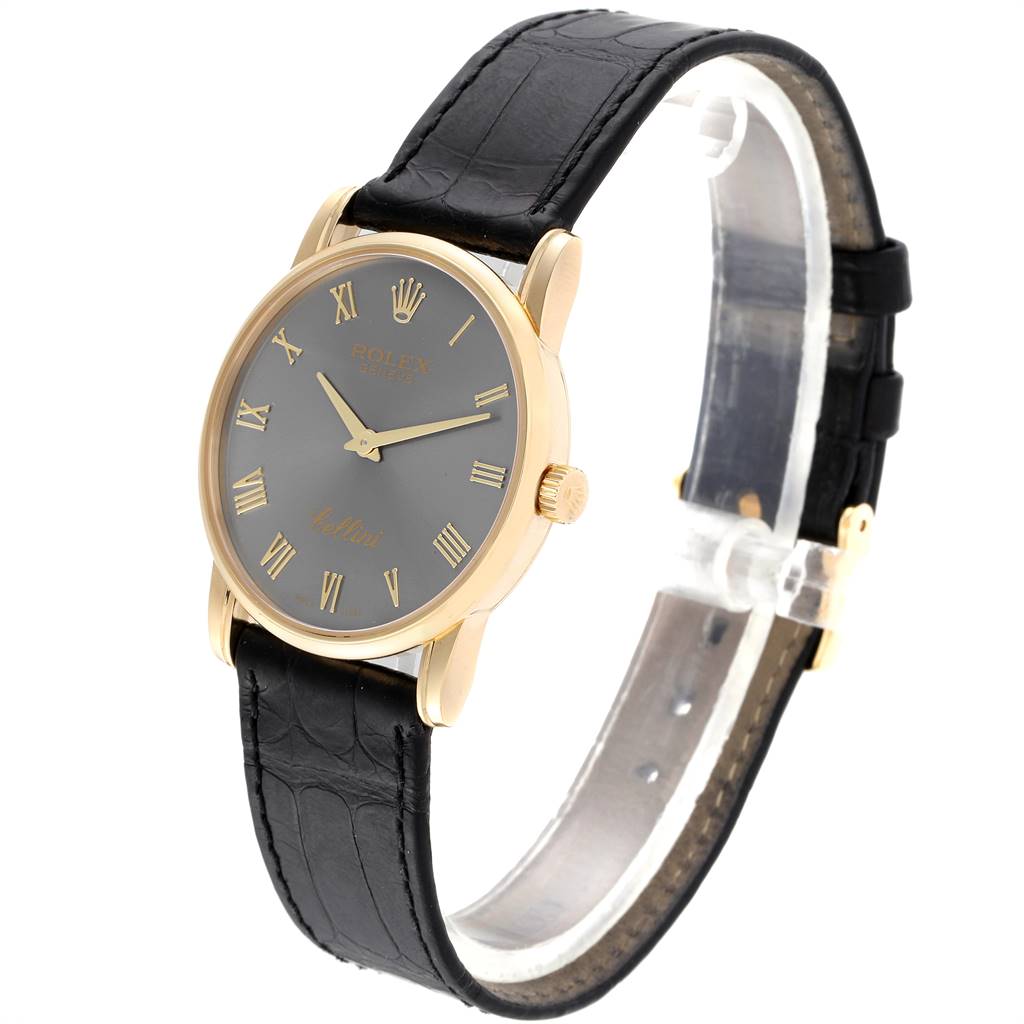 Rolex Cellini Classic Yellow Gold Slate Roman Dial Watch 5116 Box ...