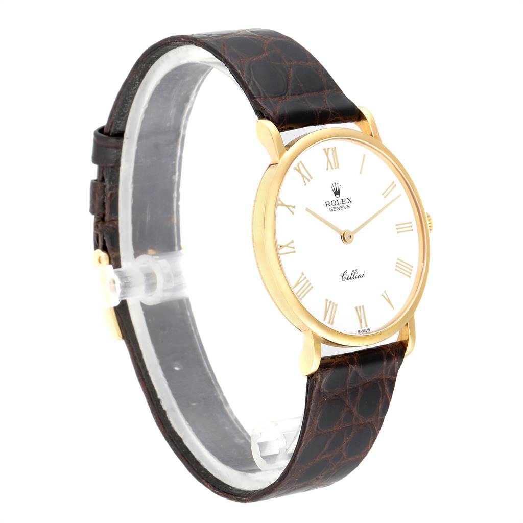 Rolex Cellini Classic 18K Yellow Gold White Roman Dial Mens Watch 5112 ...