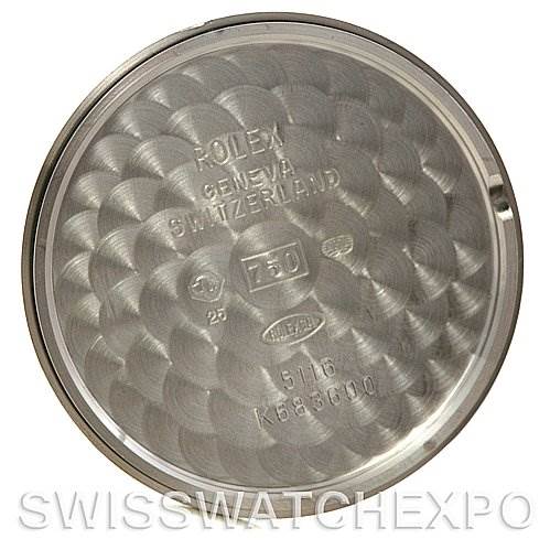 This image shows the inside of the case back for a Rolex Cellini 5116/9 White Gold Beige Dial 5116/9 White Gold Beige Dial watch.