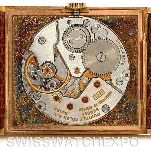 This image shows the internal mechanical movement parts of a Rolex Cellini 4027 Men
s Yellow Gold Champagne Dial 4027 Men
s Yellow Gold Champagne Dial watch from a top-down angle.