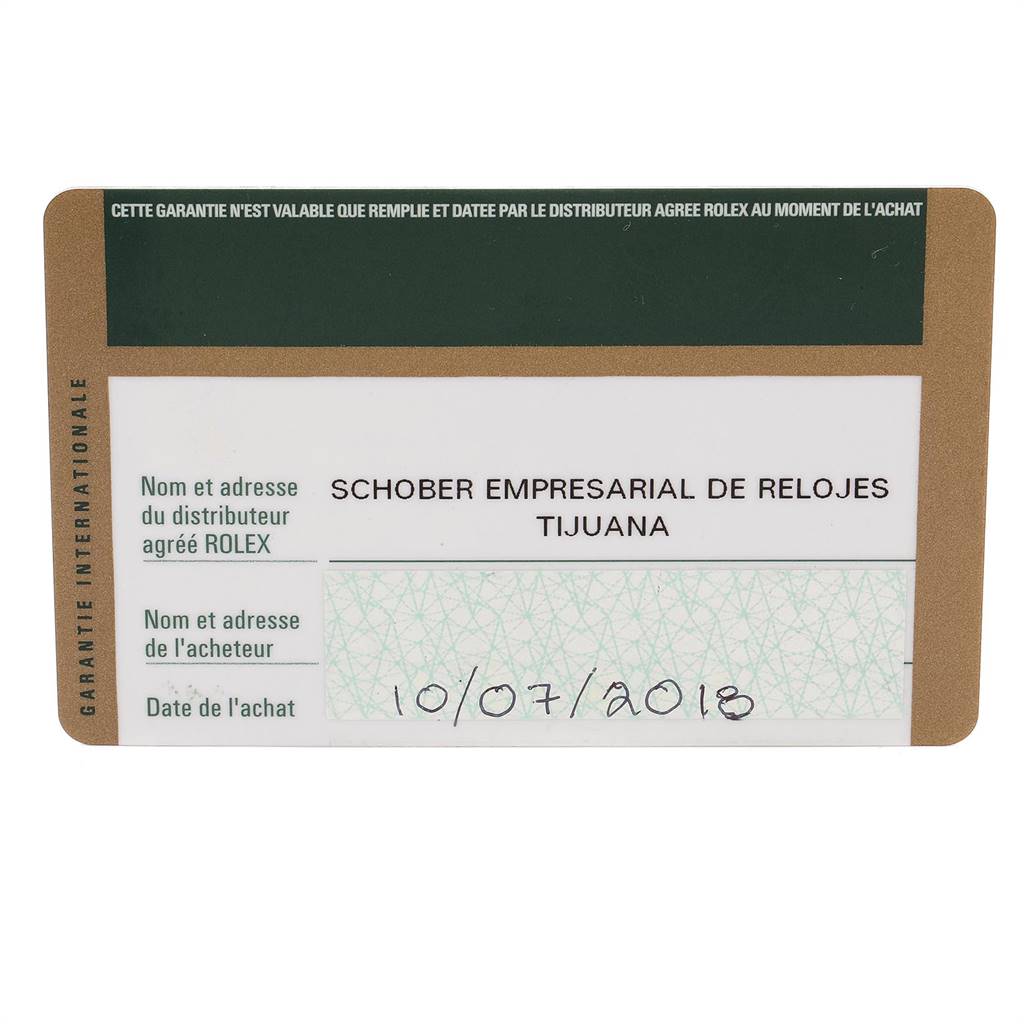 This image shows a warranty card for the Rolex Cellini 4233 Men's White Gold Black Dial 4233 Men's White Gold Black Dial watch.