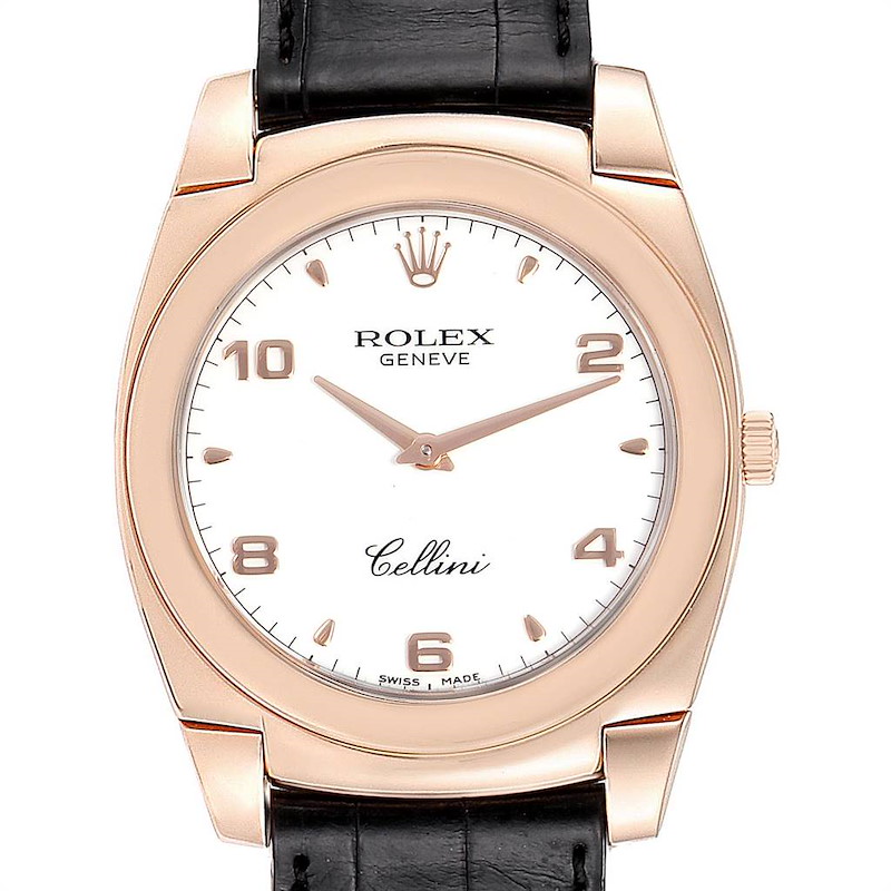 Rolex Cellini Cestello 18K Rose Gold White Dial Mens Watch 5330 SwissWatchExpo