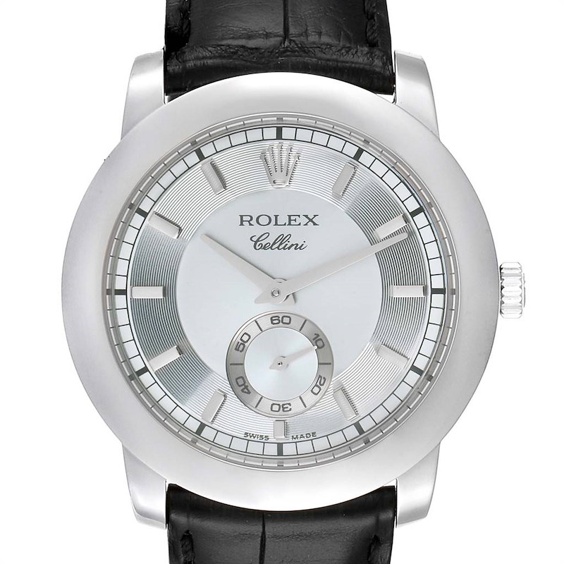 Rolex Cellini Cellinium 38mm Platinum Ice Glacier Blue Dial Mens Watch 5241 SwissWatchExpo