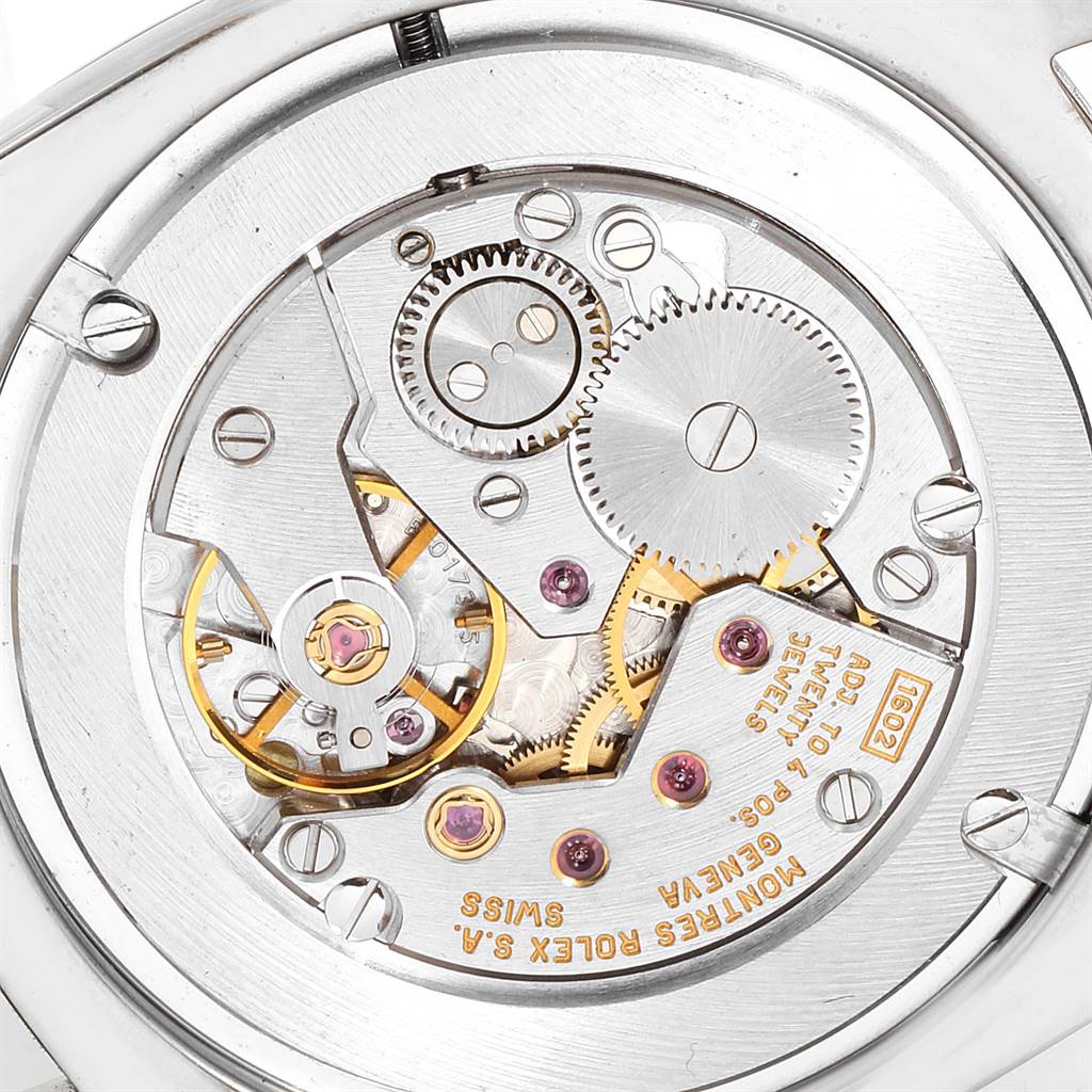 This image shows the detailed internal mechanism of a Rolex Cellini 4233 Men's White Gold Black Dial 4233 Men's White Gold Black Dial watch from a back angle.