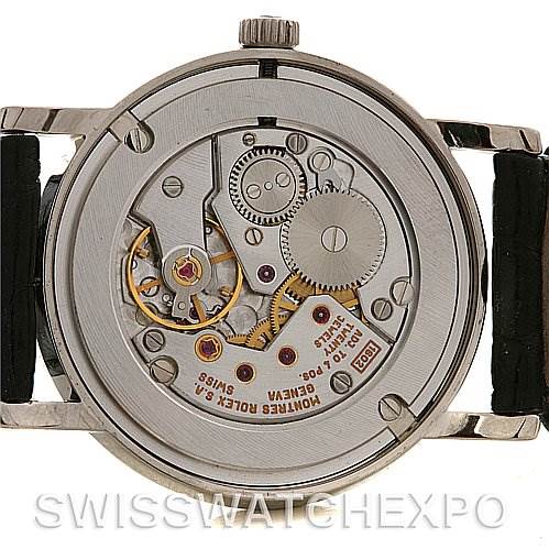 This image shows the back of a Rolex Cellini 5115/9 White Gold Silver Dial 5115/9 White Gold Silver Dial watch, highlighting the intricate mechanical movement.