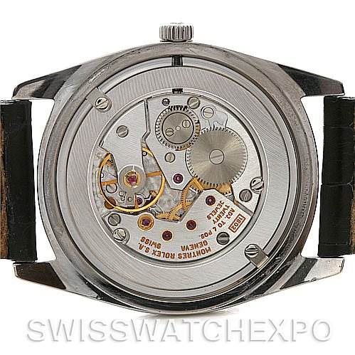 This is a rear view of the Rolex Cellini 4233 White Gold White Dial 4233 White Gold White Dial watch showcasing its inner mechanical movement and components.