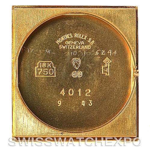 This image shows the case back interior of a Rolex Cellini 4012 Men's Yellow Gold Blue Dial 4012 Men's Yellow Gold Blue Dial model.