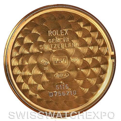 This image shows the interior of the back case of a Rolex Cellini 5115 Men's Yellow Gold Beige Dial 5115 Men's Yellow Gold Beige Dial watch.