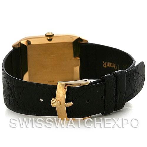 The image shows the back view of a Rolex Cellini 4135 Men's Yellow Gold Silver Dial 4135 Men's Yellow Gold Silver Dial watch, highlighting its clasp and strap.