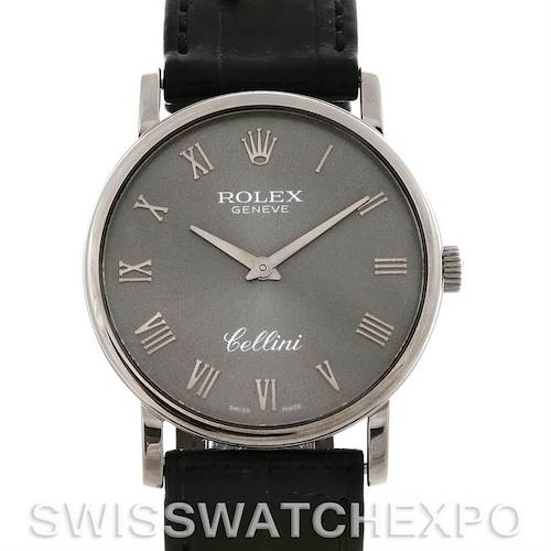 Photo of Rolex Cellini Classic Mens 18K White Gold 5115 Slate Roman Dial Year 2002