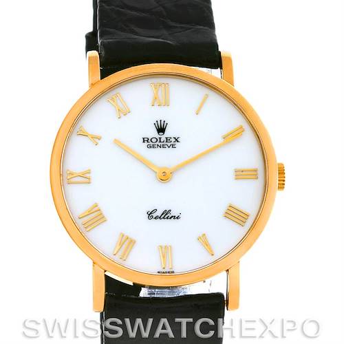 Photo of Rolex Cellini Classic 18k Yellow Gold White Roman Dial Watch 5112