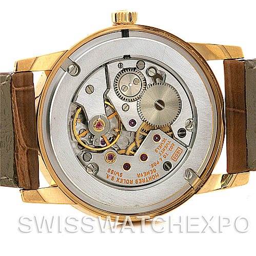 This image shows the caseback with the internal movement of a Rolex Cellini 5116 Men's Yellow Gold Grey Dial 5116 Men's Yellow Gold Grey Dial watch.