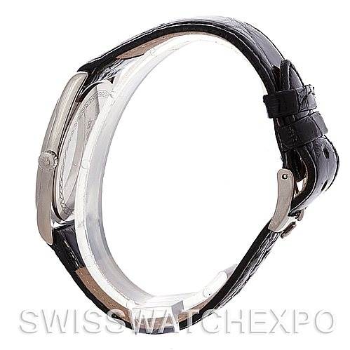 The image shows a side profile of the Rolex Cellini 4233 Men
s White Gold White Dial 4233 Men
s White Gold White Dial watch, focusing on the strap and case with the crown partially visible.