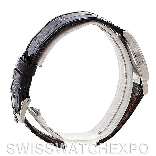 Side view of a Rolex Cellini 5115 Men's White Gold Grey Dial 5115 Men's White Gold Grey Dial watch focusing on the strap and clasp, with partial view of the case.