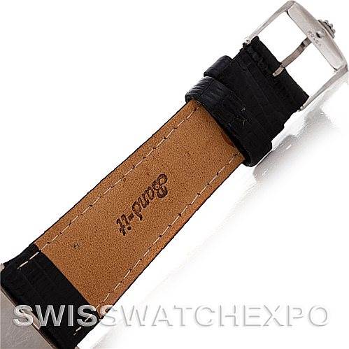 The image shows the leather strap of a Rolex Cellini 4014 Men's White Gold Black Dial 4014 Men's White Gold Black Dial watch, viewed from the inside with the buckle end visible.