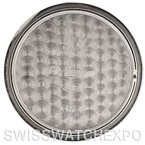 This image shows the inner side of the case back for a Rolex Cellini 4233 Men's White Gold Black Dial 4233 Men's White Gold Black Dial watch.