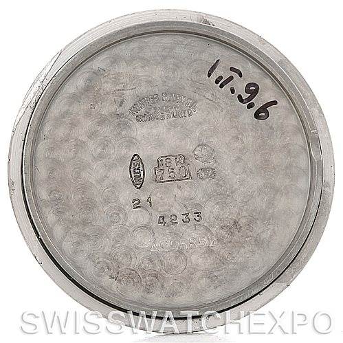 This image shows the inner case back of a Rolex Cellini 4233 Men's White Gold Black Dial 4233 Men's White Gold Black Dial watch.