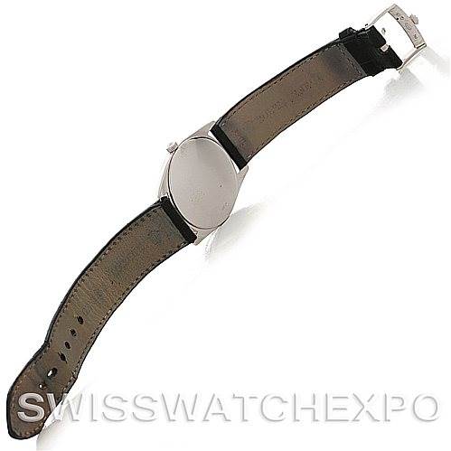 The image shows the back of the Rolex Cellini 4233 Men's White Gold White Dial 4233 Men's White Gold White Dial watch at an angled view, displaying its leather strap and buckle.