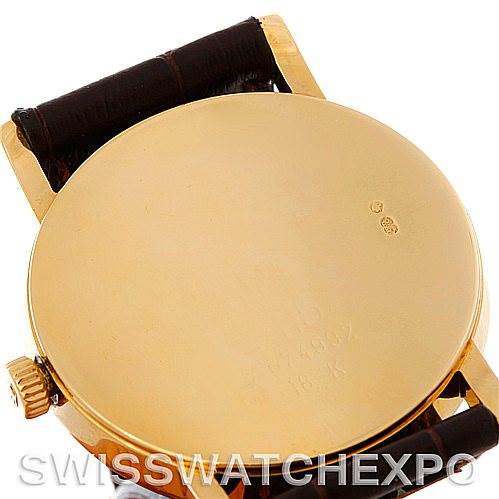 The image shows the case back and part of the strap of a Rolex Cellini 5115 Men's Yellow Gold Black Dial 5115 Men's Yellow Gold Black Dial watch from a rear angle.