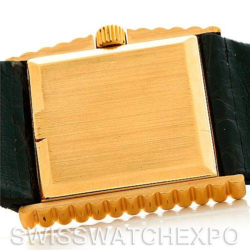 The image shows the back and side of a Rolex Cellini 4015 Men's Yellow Gold White Dial 4015 Men's Yellow Gold White Dial watch, highlighting its gold case, crown, and leather strap.