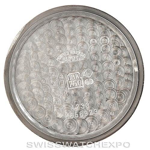 This image shows the inner case back of a Rolex Cellini 4233 Men's White Gold Black Dial 4233 Men's White Gold Black Dial watch.