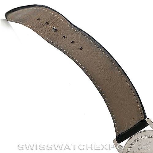 The image shows the leather strap and part of the back case of a Rolex Cellini 5116 Men's White Gold Grey Dial 5116 Men's White Gold Grey Dial watch from a side angle.