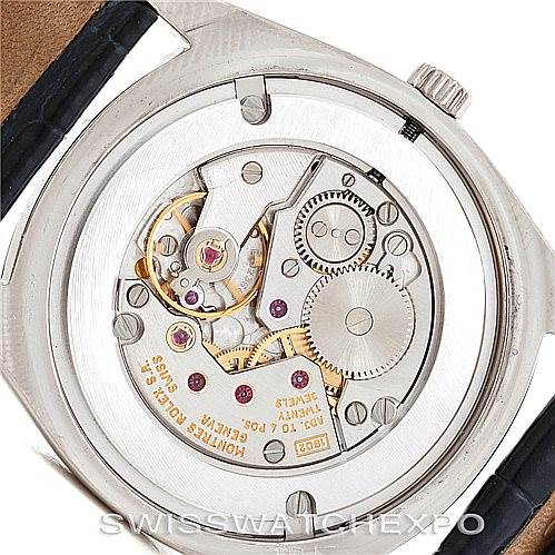 The image shows the back view of a Rolex Cellini 4233 Men's White Gold White Dial 4233 Men's White Gold White Dial watch, displaying its mechanical movement and internal components.