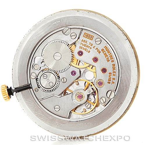 This image shows the internal mechanical movement of a Rolex Cellini 4112 Men's Yellow Gold Champagne Dial 4112 Men's Yellow Gold Champagne Dial watch, viewed from a flat, top-down angle.