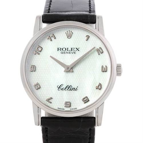 Photo of Rolex Cellini Classic Mens 18K White Gold MOP 5116 Watch Unworn