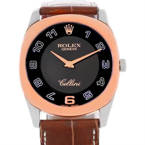 Photo of Rolex Cellini Danaos 18k White Rose Gold Black Dial Watch 4233
