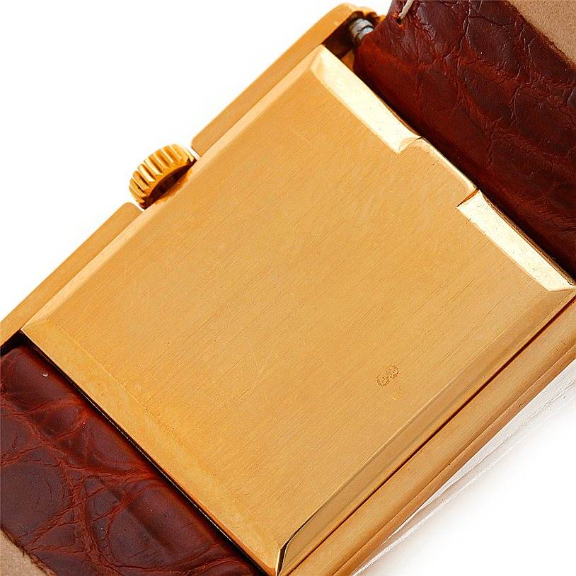 The image shows the back case and part of the strap of a Rolex Cellini 4016 Men's Yellow Gold Brown Dial 4016 Men's Yellow Gold Brown Dial watch, highlighting the golden finish and crown.